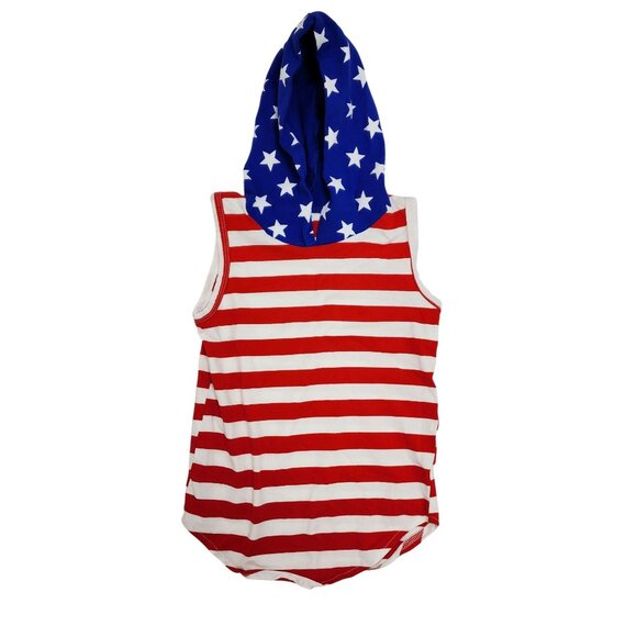 Kids Patriotic Hooded Tank Top & Star Print Pants Set Size 2 year - Picture 2 of 5